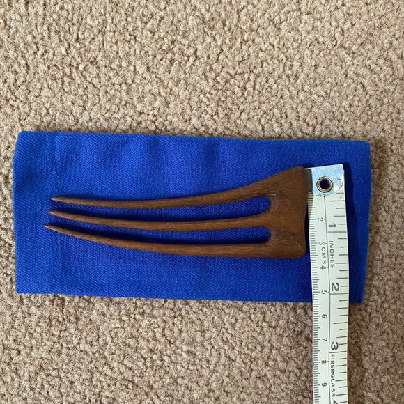 Walnut Wood Hair Fork Three Pronged Lightweight MD Wooden Art Lithuanian - Picture 5 of 5